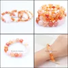 Bracelets jóias retro laranja fogo agates redondos bracelete natural cadeia de pedra natural fêmea presente 8mm 10mm 12mm 14mm de 14 mm, s
