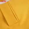 Femmes Mode Jaune Blazer Manteau Vintage Un Bouton À Manches Longues Femelle Survêtement Chic Tops 4M139 210416