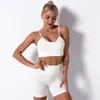 SeamlWomen Yoga Set Sport Suit Gym Set Soutien-gorge sexy + Short taille haute Gym Wear 2PCS Yoga Ensembles Couleur unie Gym Vêtements Femmes X0629