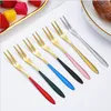 Fruit Fork Stainless Steel Pastry Toothpick Multiple Use Snack Cake Dessert Forks Cafeteria Home Flatware Party Utensils