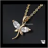 Halsband hängar släpp leverans 2021 smycken Dragonfly Pendant Zircon Sier Plated Necklace Chokers for Women Fashion of Zvwav