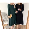 S-XL Plus Size Höst Girls Party Female Vintage Dress Sleeve Spring Afton Kvinnor Klänningar Lång Robe Vestido 210417