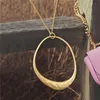 Pendant Necklaces Boho Gold Or Silver Color Hammered Effect Big Irregular Circle Long Necklace For Women Girl Elegant Casual Sweater Party