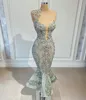 2021 Plus Size Arabic Aso Ebi Luxurious Mermaid Lace Prom Dresses Pärled Sheer Neck Evening Formal Party Second Reception GOWNS ZJ1210528