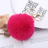Party Favor Rabbit Fur Ball Plush Fuzzy Chain Keychain Car Bag Keychains Key Ring Pendant Jewelry Gift FHL285-ZWL708