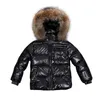 Kids Winter Down Jacket for Girls Big Real Fur Boys Clothes Children Clothing Baby Thicken Warm Snowsuit Toddler Coat with Hood 211025