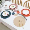 Tableware Pad Placemat Table Mat PU Leather Heat Insulation Non-Slip Simple Placemats Disc Coaster Placemat for Dining Table 210817