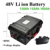 Batterie rechargeable au Lithium-ion 48V, 150ah, 130ah, 180ah, pour camping-car, voiturette de golf, bateau, stockage d'énergie solaire + chargeur 10a