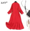 Fashion Designers Spring Casual Robe Women Elegant V Neck Bandage Ruffles Dot Print Dress Vintage Holiday Vestidos 210601