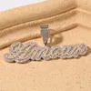 Neue Mode-Design Custome Name Buchstaben Halskette Gold Überzogene Bling CZ Buchstaben Anhänger Halskette Mit 3mm 24 zoll Seil Kette für Männer W252v