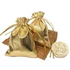 Asma sepetler 100pcs altın folyo organza çantası şeker hediye çantaları Noel dekorasyon düğün parti lehine çantalı ambalaj çizimstring
