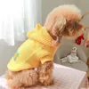 Haustier-Pullover, Kapuzenpullover, warme Winter-Hundekleidung, Hundebekleidung für kleine Hunde, Chihuahua, Welpen-Outfit, modisches Regenbogen-Design, Mantel, Yorkie, Kapuzenpullover, Großhandel, Gelb, XXS, A262