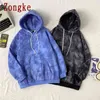 Zongke Casual Blu Tie Dye Felpa con cappuccio Uomo Abbigliamento Poliestere Harajuku Felpa Hip Hop Giapponese Streetwear M-2XL 210728