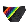 Regnbågsbadkläder för män Sexiga Låg midja Surfing Strandkläder Badbyxor Andningsbara baddräktsremsor för manlig show