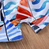 Summer Children Sets Casual Long Sleeve Print Beach Sailboat T-shirt Style Shorts Cute 2Pcs Girls Clothes 1-5T 210629