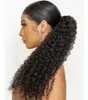 Bubbla hästsvansförlängningar Mänskligt hår Kinky Curly Drawstring Brazilian Remy Wrap Around för Black Girl Women