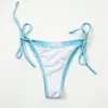 Blue Tie Dye Drukuj Bikini Zestaw Undired Push Up Swimsuit Kobiety Wyściełane 2 Sztuk Swimming Garnitur Mujer Wysoki Cut Beachwear 210520