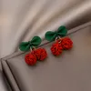 New Trendy small cherry bow Studs Ear Charm Lady Sweet Earrings Jewelry Unusual Gifts For Women girls