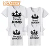 Vader moeder moeder dochter zoon jongens meisjes t-shirt koning queen t-shirt zomer familie kijk mama en ik matching outfits kleding 210417