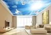 Niestandardowe zdjęcie tapety 3D znith mural moda nowoczesne błękitne niebo, białe chmury, słoneczny mebul salon sufit fresko malowidła ścienne papiery ścienne dekoracja domu