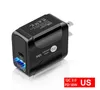 18W Dual PD-oplader Snelle lading Fast Charging QC 3.0 USB C LADSERS US EU UK Plug voor iPhone 12 x XS 8 en Samsung Android Xiaomi-telefoons