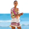 Chegadas Beach Cafetan Swimsuit Cobertura de Impressão Chiffon Pareo Mulheres Robe Plage Swimwear Dress Sexy Sarong Túnica # Q152 210420