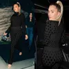 Sexy Club Party Hollow Out See Through 2 Piece Pant Matching Set Women Turtleneck Shirt Tops Leggings Skinny Outfit for Woman