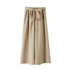 Yanueun Spring Summer Solid Wide Leg Calças Loose Arco Ankle Comprimento Cintura alta Mulheres Elegante 211008