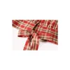 Высокая талия повязки блузки и рубашки женские фонарики с длинным рукавом V-образным вырезом Одиночные погружные красные плед Blusas весна корейских топов 210430