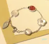 2021 Serie Lieveheersbeestje Mode Clover Charm Armbanden Bangle Chain Hoge Kwaliteit S925 Sterling Zilver 18K Rose Goud voor WomenGirls Bruiloft