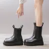 Botas outono inverno couro genuíno de soled grossa poster mulheres tornozelo castanha plana plataforma lisa cinto elástico sapatos 5.5cm