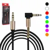 avec emballage de boîte Câbles audio auxiliaires universels à 90 degrés de 3,5 mm Câble AUX mince et souple pour haut-parleurs iPhone Casque Mp3 4 PC Accueil