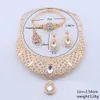 Exquisite Dubai Gold Color Gem Crystal Necklace Earring Jewelry Set Nigerian Wedding Woman Accessories Costume Jewellry Sets