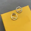 Cute Letter Diamond Charm Earrings Ladies Crystal Circle Studs Women Rhinestone Dangler Temperament With Box