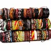 Hoqiaga 100st läder armband män kvinnor äkta vintage punk rock retro par handgjorda manschett armband hel parti bulk 2103262c