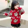 Moda Dziewczyny Cartoon Swetry Sweter Jesień Zima Zagęścić Ciepłe Koszula Dzianiny Wysokiej Jakości O-Neck Długi rękaw Swetry Dla Dzieci