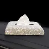 Creative Bling Crystal Diamond Ornaments Dekoration Vävnad Box Pappershållare Storage Rhinestone Car Interior Tillbehör