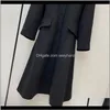 Trench da donna Donna Moda di alta qualità Scollo manica lunga Seta ricamata Colletto in pizzo Cuciture Cappotto di lana con strass 11241 Mxsa2