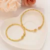 Small Gold Color Bracelet&bangles for Mother Baby/girls/boy Charm Beads Bracelet Small Bell/heart Jewelry Child Party Gifts Q0717