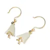 Stud Natural Hetian Jade Lily Orchid Earrings Bells Retro Designer CraftsManship Elegant Fresh Charm Women's Silver Jewelry