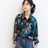 Vintage haut pour femme mode à manches longues imprimé en mousseline de soie Blouse chemise coréenne décontracté rétro chemises automne vêtements X0521