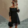 2021 Biały Czarny Koronki Sukienka Kobiety Summer Party Sukienki Panie Sundresses Off Ramię Midi Backless Sexy Robe Femme
