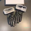 Fluffy Plush Gloves Smooth Leather Glove Letter Metal Mittens Temperament Ladies Mitten