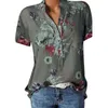 Temperament new women's shirt printing large size casual shirt loose V-neck short-sleeved shirt blouse H1230