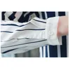Mode koreanische langärmelige dünne Chiffonbluse gestreift quadratischer Kragen OL-Stil Slim Fit Damen Top 0924 60 210417