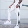 Kancool 2021 Mäns Hip-Hop Hole Ripped Byxor Mode Jeans Slim Män Jeans Stor Storlek Märke Jeans Skinny Stretch Slim Fit Pants X0621