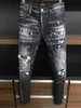 男性Jean Mens Luxury Designererjeansスキニーリッピングクールな男の因果関係デニムジーンズファッションブランドフィットウォッシュパンツ6869