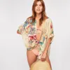 Drukuj Drukuj Plaża Dress Up Saida De Praia Dress Plus Size Swimwear Kaftan Bikini Pokrywa Garnitur Kąpielowy S # Q574 210420