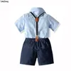 Clothing Sets Summer Boys Clothes Baby Outfit Set Bow Tie Suit Born Party Birthday Dresses 3 6 9 1 2 18 24 Months Romper