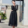 Stitching Fake Two Pieces of Medium-length Inner Mesh Dress Woman Party Elegant es for Women Knit Bottom 13275 210508